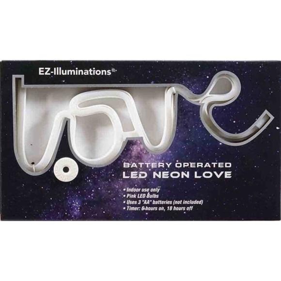 New in Box  Neon-Style Love Light Battery Operated Pink LED, with Built-in Timer - Picture 8 of 8